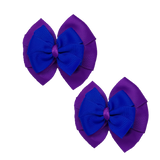 chool Hair accessories Double Bella Bow 10cm Hair Clip Pair Non Slip Hair Bows Pinkberry Kisses Purple Base & Centre Ribbon Electric Blue 