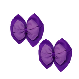 chool Hair accessories Double Bella Bow 10cm Hair Clip Pair Non Slip Hair Bows Pinkberry Kisses Purple Base & Centre Ribbon Grape 