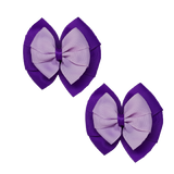 chool Hair accessories Double Bella Bow 10cm Hair Clip Pair Non Slip Hair Bows Pinkberry Kisses Purple Base & Centre Ribbon Light Orchid 