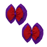 chool Hair accessories Double Bella Bow 10cm Hair Clip Pair Non Slip Hair Bows Pinkberry Kisses Purple Base & Centre Ribbon Red 