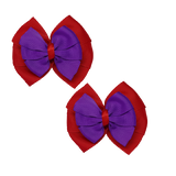 School Hair Accessories Double Bella Hair Bow 10cm - Red Base & Centre Ribbon (24 colours top)