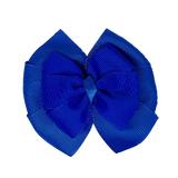 School uniform hair accessories Double Bella Bow 10cm - Royal Blue Base & Centre Ribbon Electric Blue - Pinkberry Kisses