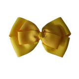 School uniform hair accessories Double Cherish Bow Non Slip Hair Clip Hair Bow Hair Tie - Daffodil Yellow Base & Centre Ribbon 11cm Pinkberry Kisses Daffodil Yellow Mazie yellow