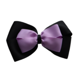 School uniform hair accessories Double Cherish Bow 9cm - Black Base & Centre Ribbon Light Orchid - Pinkberry Kisses non Slip Hair Clip Hair Tie