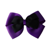 School uniform hair accessories Double Cherish Bow Non Slip Hair Clip Hair Bow Hair Tie - Purple Base & Centre Ribbon - Pinkberry Kisses Purple Black 