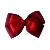 School uniform hair accessories Double Cherish Bow Non Slip Hair Clip Hair Bow Hair Tie - Burgundy Base & Centre Ribbon Burgundy Red - Pinkberry Kisses