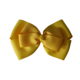 School uniform hair accessories Double Cherish Bow Non Slip Hair Clip Hair Bow Hair Tie - Daffodil Yellow Base & Centre Ribbon Pinkberry Kisses Daffodil Yellow Mazie Yellow 