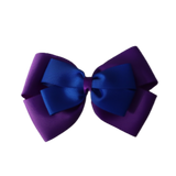 School uniform hair accessories Double Cherish Bow Non Slip Hair Clip Hair Bow Hair Tie - Purple Base & Centre Ribbon - Pinkberry Kisses Purple Electric Blue 
