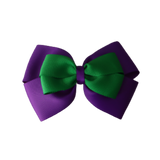 School uniform hair accessories Double Cherish Bow 11cm non Slip Hair Clip Hair Tie - Purple Base & Centre Ribbon - Pinkberry Kisses Purple Emerald Green 