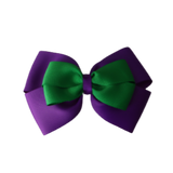 School uniform hair accessories Double Cherish Bow Non Slip Hair Clip Hair Bow Hair Tie - Purple Base & Centre Ribbon - Pinkberry Kisses Purple Emerald Green 