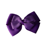 School uniform hair accessories Double Cherish Bow 11cm non Slip Hair Clip Hair Tie - Purple Base & Centre Ribbon - Pinkberry Kisses Purple Grape 
