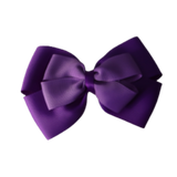 School uniform hair accessories Double Cherish Bow Non Slip Hair Clip Hair Bow Hair Tie - Purple Base & Centre Ribbon - Pinkberry Kisses Purple Grape 