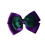 School uniform hair accessories Double Cherish Bow 11cm non Slip Hair Clip Hair Tie - Purple Base & Centre Ribbon - Pinkberry Kisses Purple Hunter Green 