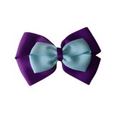 School uniform hair accessories Double Cherish Bow Non Slip Hair Clip Hair Bow Hair Tie - Purple Base & Centre Ribbon - Pinkberry Kisses Purple Light Blue 