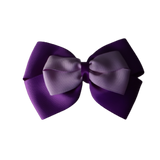 School uniform hair accessories Double Cherish Bow 11cm non Slip Hair Clip Hair Tie - Purple Base & Centre Ribbon - Pinkberry Kisses Purple Light Orchid 