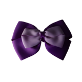School uniform hair accessories Double Cherish Bow Non Slip Hair Clip Hair Bow Hair Tie - Purple Base & Centre Ribbon - Pinkberry Kisses Purple Light Orchid 