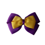 School uniform hair accessories Double Cherish Bow Non Slip Hair Clip Hair Bow Hair Tie - Purple Base & Centre Ribbon - Pinkberry Kisses Purple Maize Yellow 