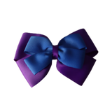 School uniform hair accessories Double Cherish Bow Non Slip Hair Clip Hair Bow Hair Tie - Purple Base & Centre Ribbon - Pinkberry Kisses Purple Royal Blue