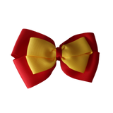 School uniform hair accessories Double Cherish Bow 11cm non Slip Hair Clip Hair Tie - Red Base & Centre Ribbon - Pinkberry Kisses Red Maize Yellow 