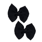 Bella Plain Colour School Uniform Hair Bow Hair Accessories Non Slip Hair Clip 6cm PinkBerry Kisses -  Black Pair