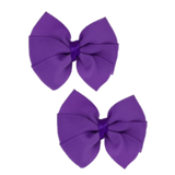 Bella Plain Colour School Uniform Hair Bow 6cm (25 Colours) School Bella Hair Clip Hair Accessories 6cm - Pinkberry Kisses Grape Purple Pair Hair Bows
