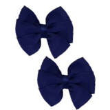 Bella Plain Colour School Uniform Hair Bow 6cm (25 Colours) School Bella Hair Clip Hair Accessories 6cm - Pinkberry Kisses  Navy Blue pair of Hair Bows