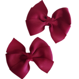 Bella Plain Colour School Uniform Hair Bow Hair Accessories Non Slip Hair Clip 6cm PinkBerry Kisses - Pair Burgundy