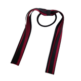 School Uniform Hair Accessories Ponytail Streamer Straight - Pinkberry Kisses Black Base & Top Ribbon Burgundy
