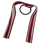 School Uniform Hair Accessories Ponytail Streamer Straight - Pinkberry Kisses Burgundy Base & Top Ribbon Cream Ivory