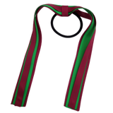 School Uniform Hair Accessories Ponytail Streamer Straight - Pinkberry Kisses Burgundy Base & Top Ribbon emerald Green