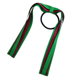 School Uniform Hair Accessories Ponytail Streamer Straight - Pinkberry Kisses Emerald Green Base & Top Ribbon Burgundy