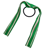 School Uniform Hair Accessories Ponytail Streamer Straight - Pinkberry Kisses Emerald Green Base & Top Ribbon Cream Ivory