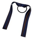 School Uniform Hair Accessories Ponytail Streamer Straight - Pinkberry Kisses Navy Blue Dark Blue Base & Top Ribbon Brown 