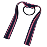 School Uniform Hair Accessories Ponytail Streamer Straight - Pinkberry Kisses Navy Blue Dark Blue Base & Top Ribbon Hot Pink