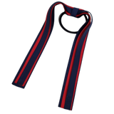 School Uniform Hair Accessories Ponytail Streamer Straight - Pinkberry Kisses Navy Blue Dark Blue Base & Top Ribbon Red