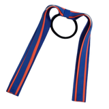 School Uniform Hair Accessories Ponytail Streamer Straight - Pinkberry Kisses Royal Blue Base & Top Ribbon  Neon Orange