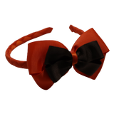 School Woven Double Cherish Bow Headband School Uniform Headband Hair Accessories Pinkberry Kisses Autumn Orange Brown 
