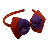 School Woven Double Cherish Bow Headband School Uniform Headband Hair Accessories Pinkberry Kisses Autumn Orange Grape 