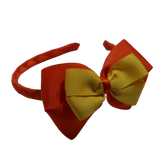 School Woven Double Cherish Bow Headband School Uniform Headband Hair Accessories Pinkberry Kisses Autumn Orange Mazie Yellow 