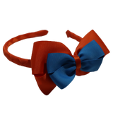 School Woven Double Cherish Bow Headband School Uniform Headband Hair Accessories Pinkberry Kisses Autumn Orange Methyl Blue 