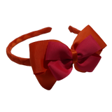 School Woven Double Cherish Bow Headband School Uniform Headband Hair Accessories Pinkberry Kisses Autumn Orange Shocking Pink 
