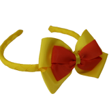 School Woven Double Cherish Bow Headband School Uniform Headband Hair Accessories Pinkberry Kisses Daffodil Yellow Autumn Orange 