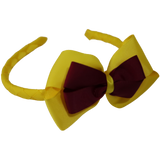 School Woven Double Cherish Bow Headband School Uniform Headband Hair Accessories Pinkberry Kisses Daffodil Yellow Burgundy 