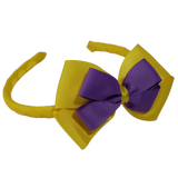 School Woven Double Cherish Bow Headband School Uniform Headband Hair Accessories Pinkberry Kisses Daffodil Yellow Grape 