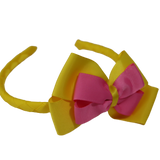 School Woven Double Cherish Bow Headband School Uniform Headband Hair Accessories Pinkberry Kisses Daffodil Yellow Hot Pink