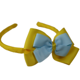 School Woven Double Cherish Bow Headband School Uniform Headband Hair Accessories Pinkberry Kisses Daffodil Yellow Light Blue
