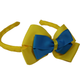 School Woven Double Cherish Bow Headband School Uniform Headband Hair Accessories Pinkberry Kisses Daffodil Yellow Methyl Blue 