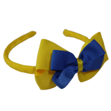 School Woven Double Cherish Bow Headband School Uniform Headband Hair Accessories Pinkberry Kisses Daffodil Yellow Royal Blue