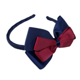 School Woven Double Cherish Bow Headband School Uniform Headband Hair Accessories Pinkberry Kisses Navy Blue Burgundy 