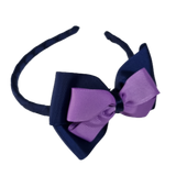 School Woven Double Cherish Bow Headband School Uniform Headband Hair Accessories Pinkberry Kisses Navy Blue Grape